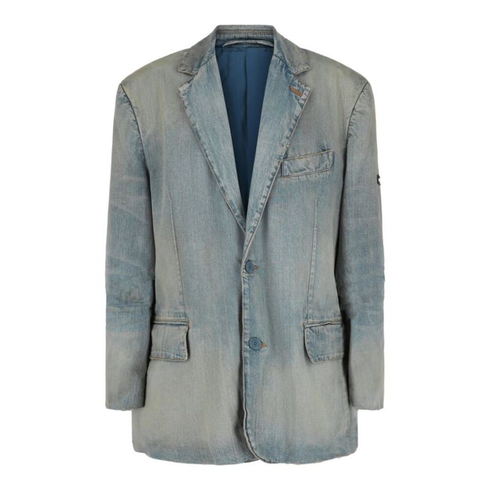 Balenciaga Stonewashed Denim Blazer Blue Womens